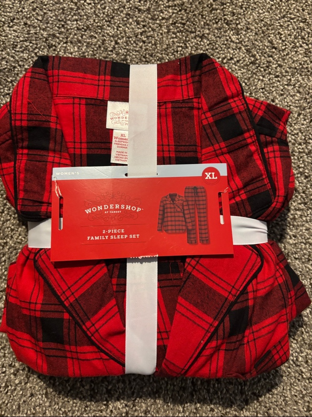 NEW Wondershop Women's Red and Black Plaid 2-Piece Family Sleep Set XL